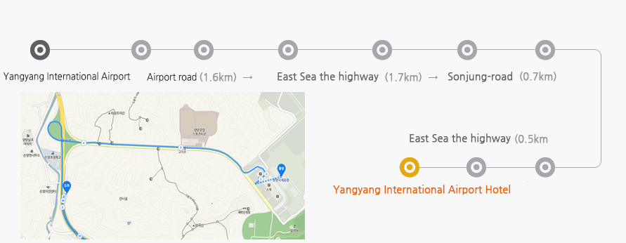 김포공항 - 개화동로(2.7km) - 올림픽대로(6km) - 내부순환로 (13.3km) - 호텍빅토리아(약 37분 / 총 28.76km)